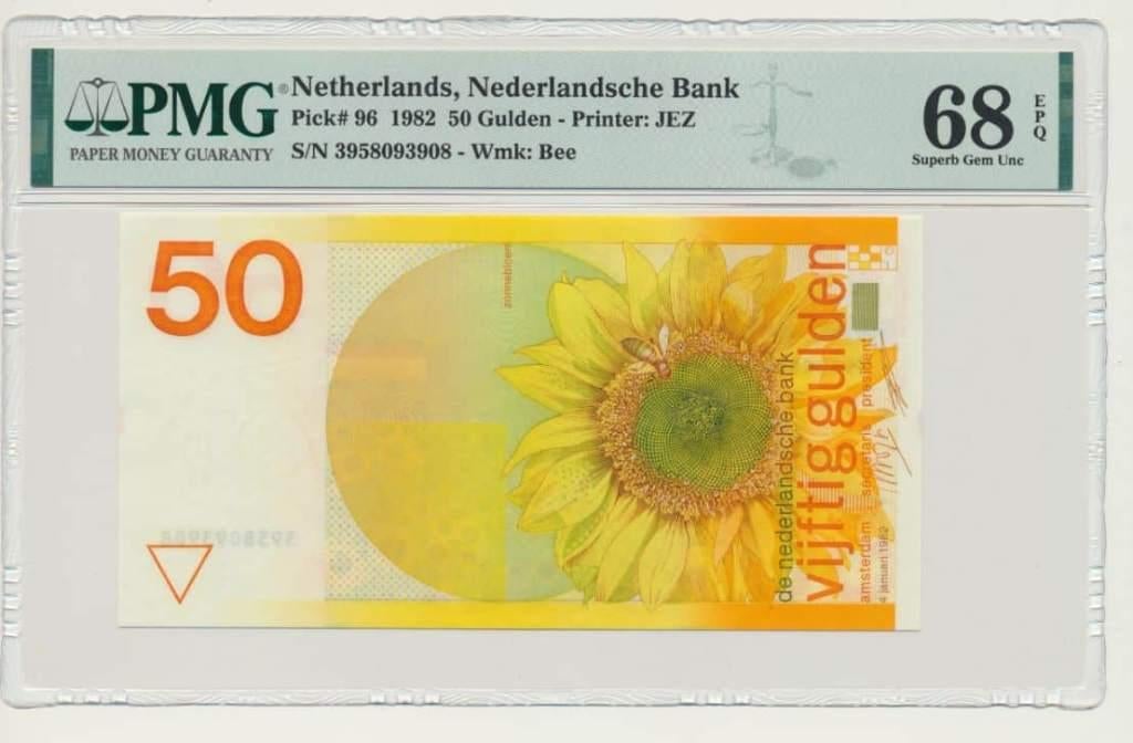 Nederland 50 Gulden 1982 Zonnebloem PMG68, Ophalen of Verzenden, 50 gulden, Los biljet