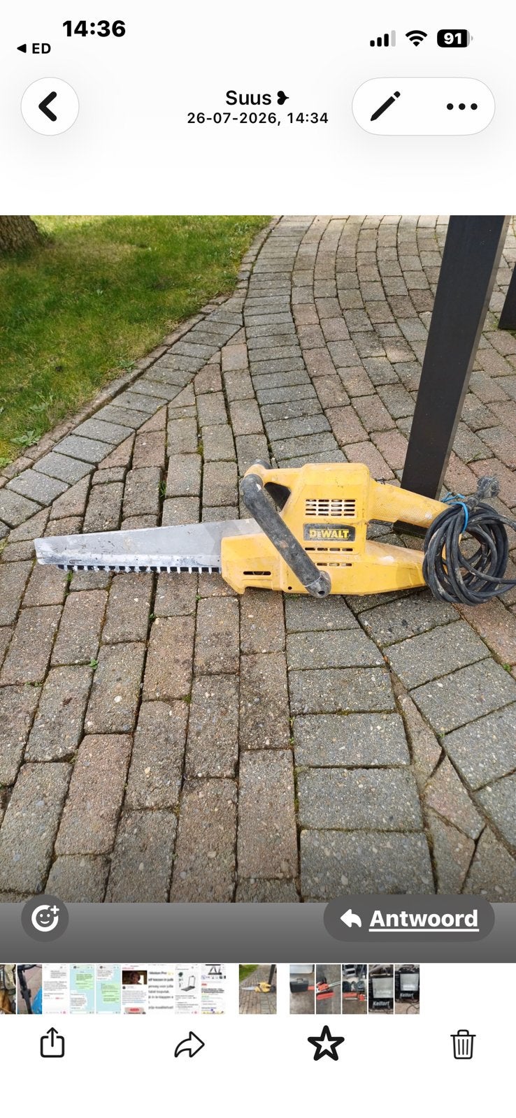 DeWalt Alligator / gipsblokken zaag, Ophalen, Gebruikt, 70 mm of meer, Afkortzaag