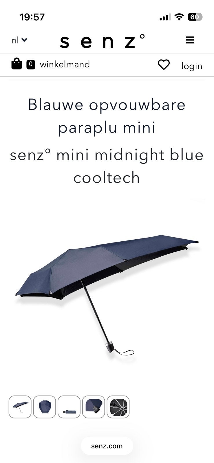 Senz mini paraplu, Ophalen, Zo goed als nieuw