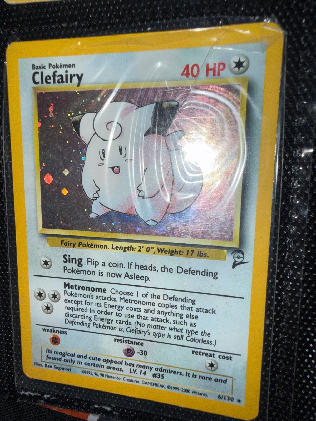 Pokémon Clefairy 6/130 Holo Foil - Base Set 2, Ophalen of Verzenden, Gebruikt, Losse kaart, Foil