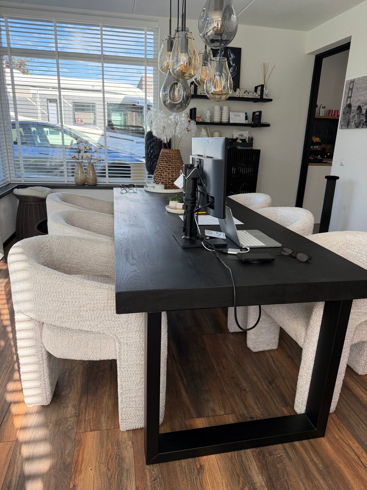Set van 6 Richmond Interiors Eetkamerstoelen Belle Chenille, Ophalen, Overige kleuren, Zo goed als nieuw, Stof