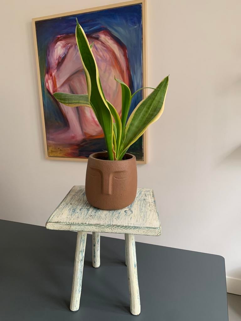 Vintage brocante melkkrukje/plantentafeltje/bijzettafeltje, Ophalen of Verzenden, Zo goed als nieuw, Hout