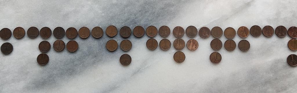 42 muntjes van 1 cent, Postzegels en Munten, Munten | Nederland, Ophalen of Verzenden, Koningin Juliana