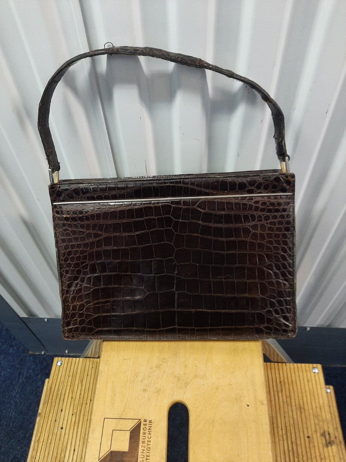Vintage Krokodillenleren Handtas - Bruin, Ophalen, Gebruikt, Bruin, Handtas