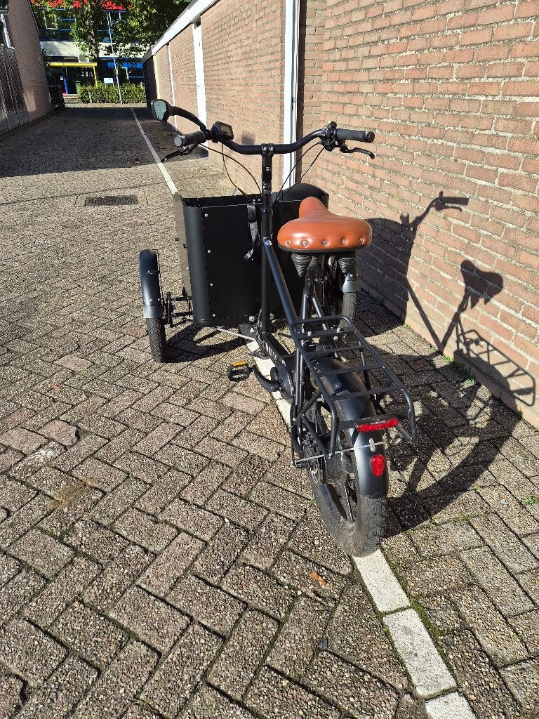 MATTS elektrische driewielbakfiets – middenmotor – 2x 630 Wh, Zo goed als nieuw, 51 tot 55 cm, 50 km per accu of meer, Ophalen