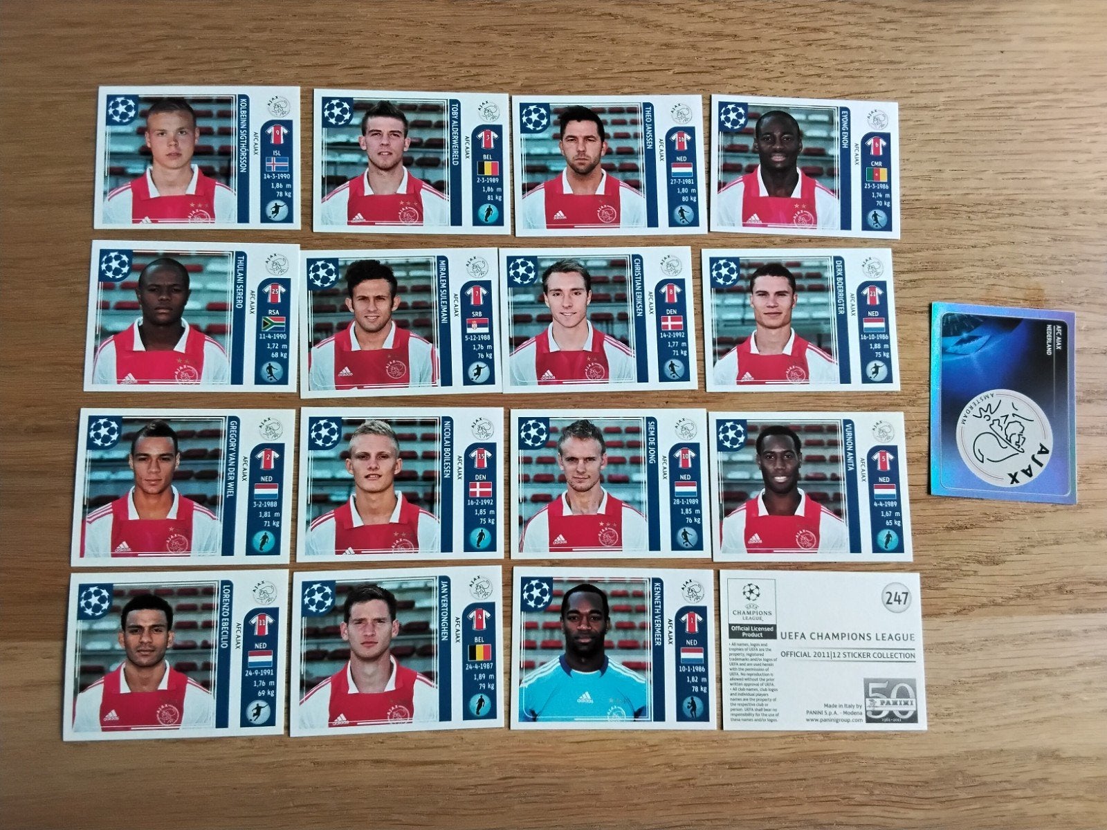 Ajax Champions League 2012/13 Panini stickers compleet setje, Ophalen of Verzenden, Zo goed als nieuw, Ajax, Poster, Plaatje of Sticker