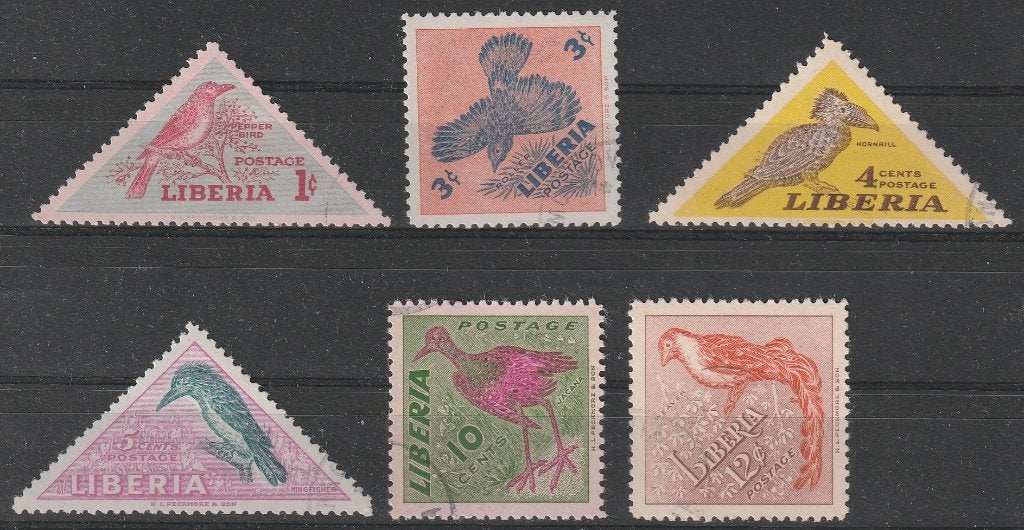 3253. Liberia 450/55 gest. Vogels, Verzenden, Overige landen, Gestempeld