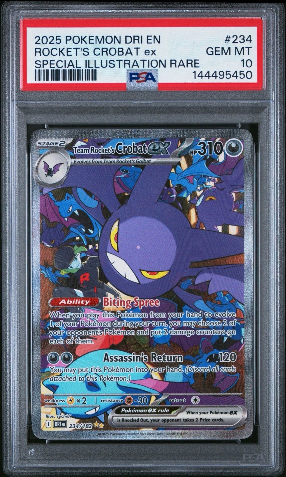 Pokemon Team Rocket's Crobat Ex #234 PSA10  Destined Rivals, Verzenden, Nieuw, Losse kaart, Foil