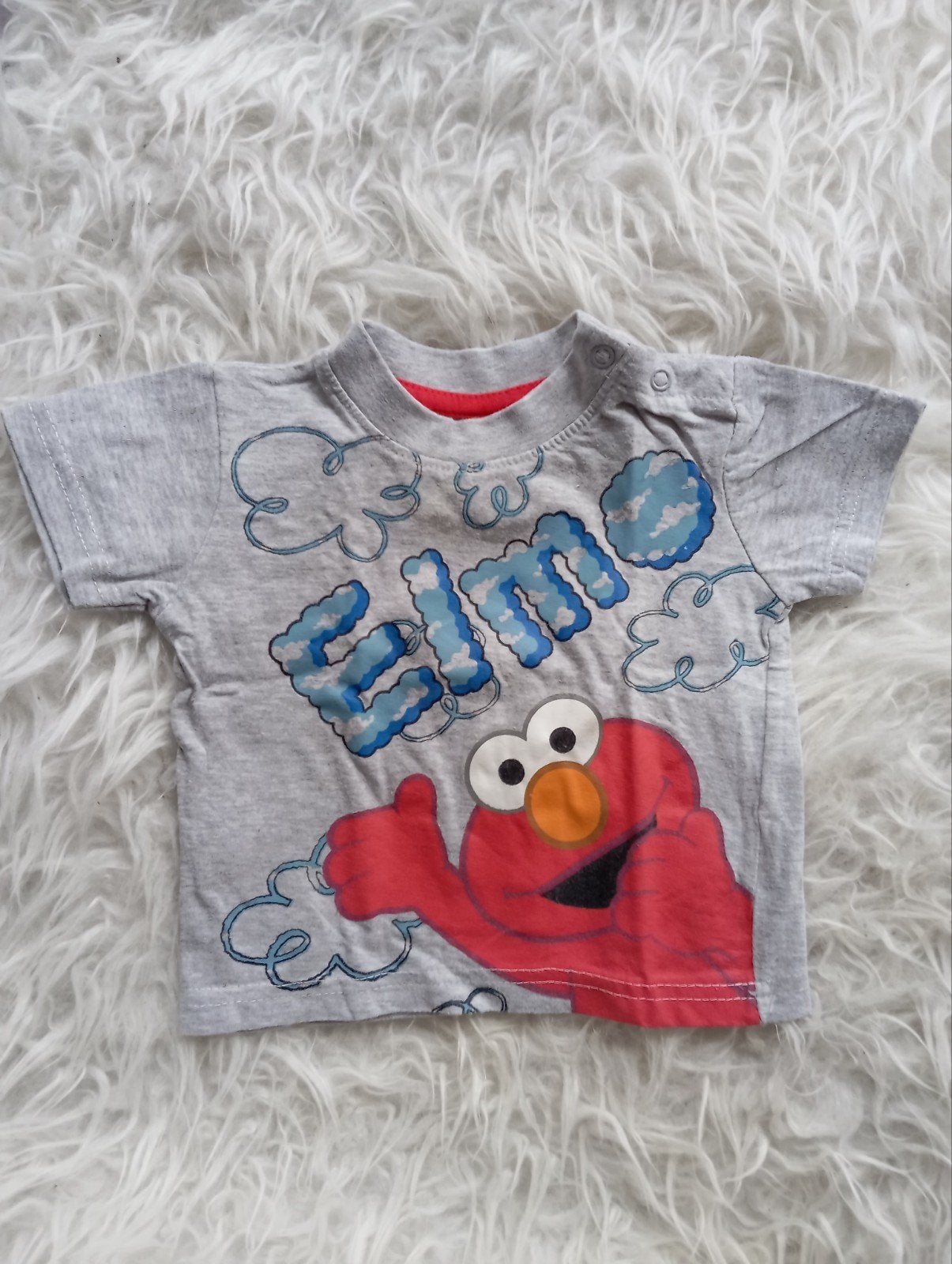 Grijs Elmo T-shirt met korte mouwen en drukknoopjes, Ophalen of Verzenden, Jongetje, Shirtje of Longsleeve