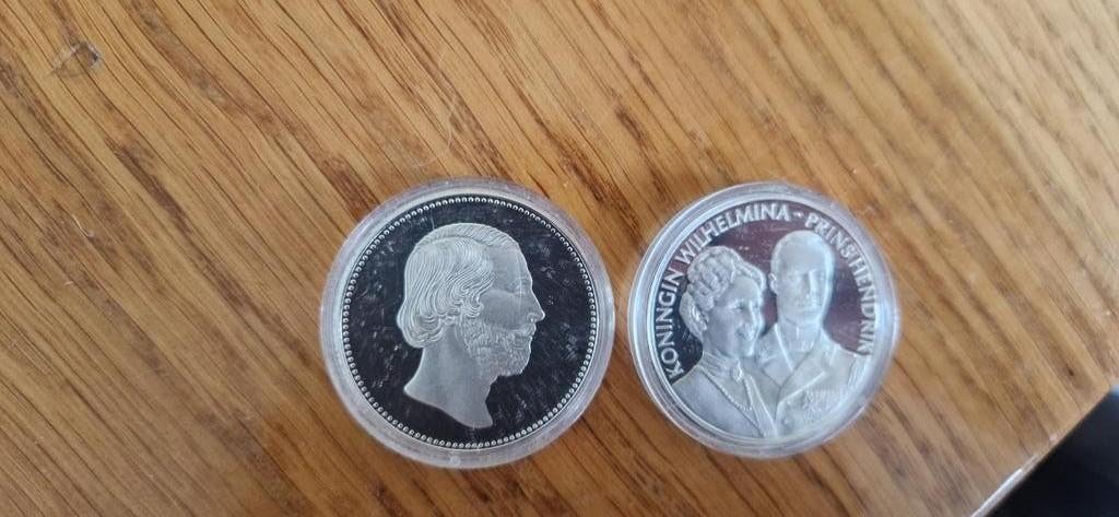 Zilveren verzamelpenningen - Koningin Wilhelmina, Postzegels en Munten, Penningen en Medailles, Ophalen of Verzenden, Zilver
