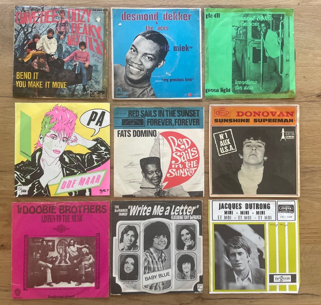 Opruiming nr 2. Vinyl singles jaren 60/70 artiesten D en E, Gebruikt, 7 inch, Pop, Fotohoes