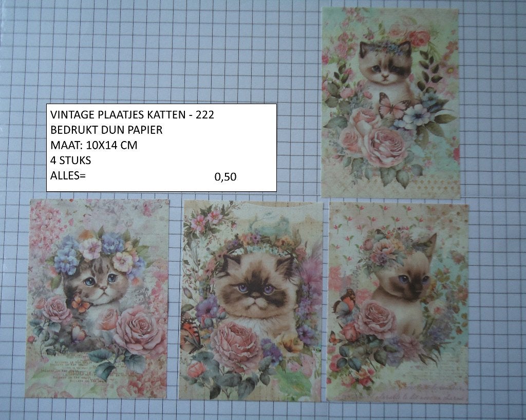 ❤️❤️vintage plaatjes katten 222 ( alleen verzenden, Ophalen, Nieuw, Dieren, Knipvel