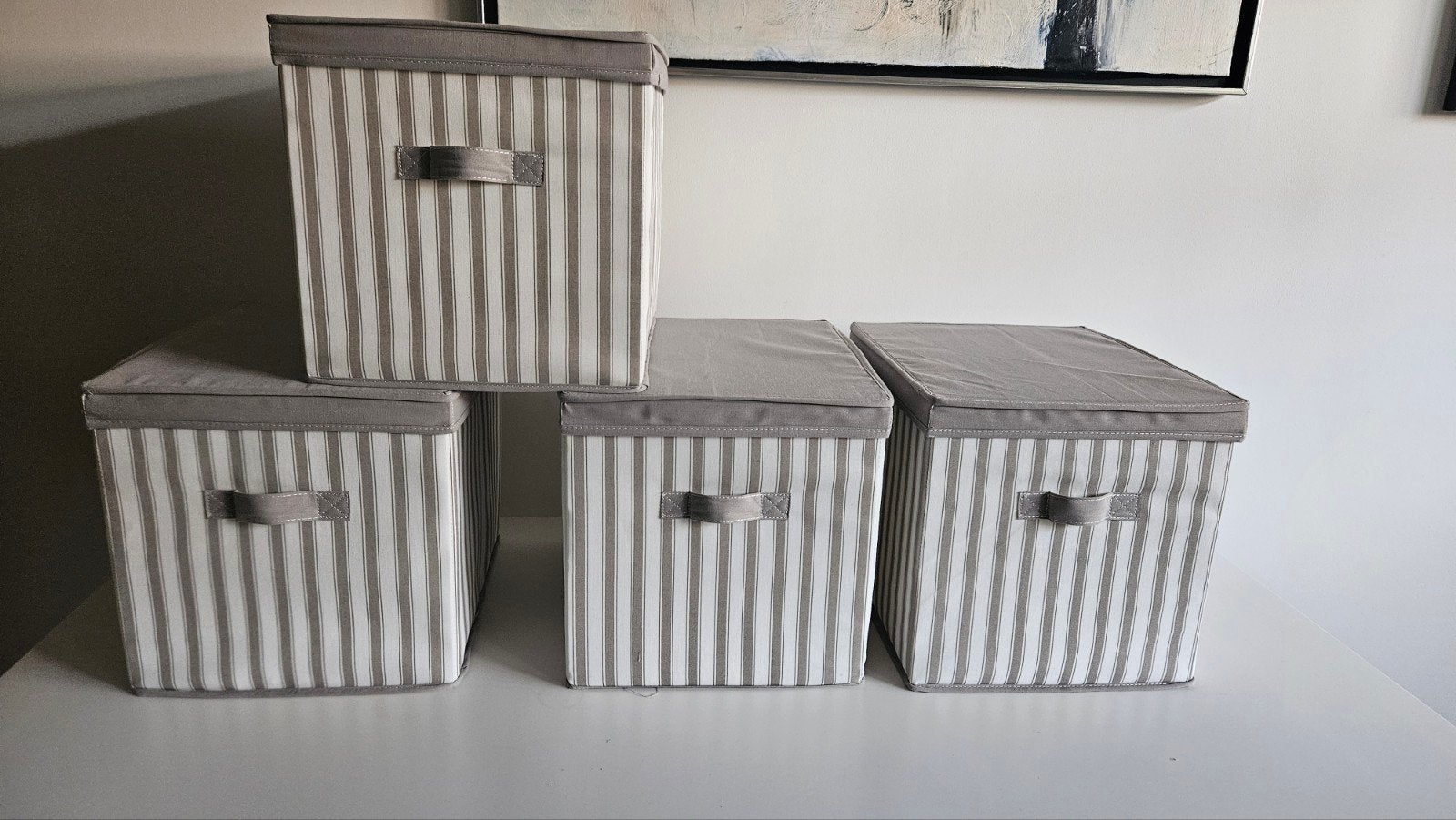 4x IKEA Opbergboxen voor Garderobe - 30x33x37 cm, Ophalen of Verzenden, Gebruikt, Grijs, Textiel