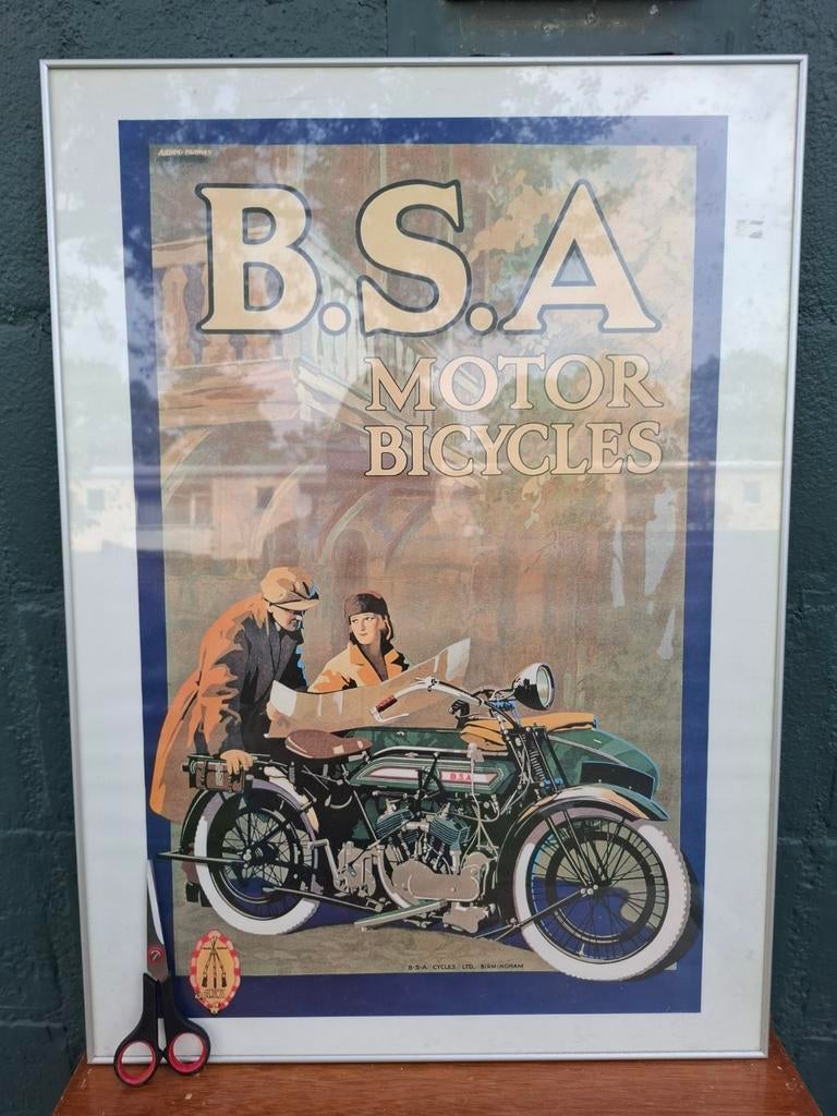 Vintage BSA Motorfietsen - Poster ingelijst, Ophalen