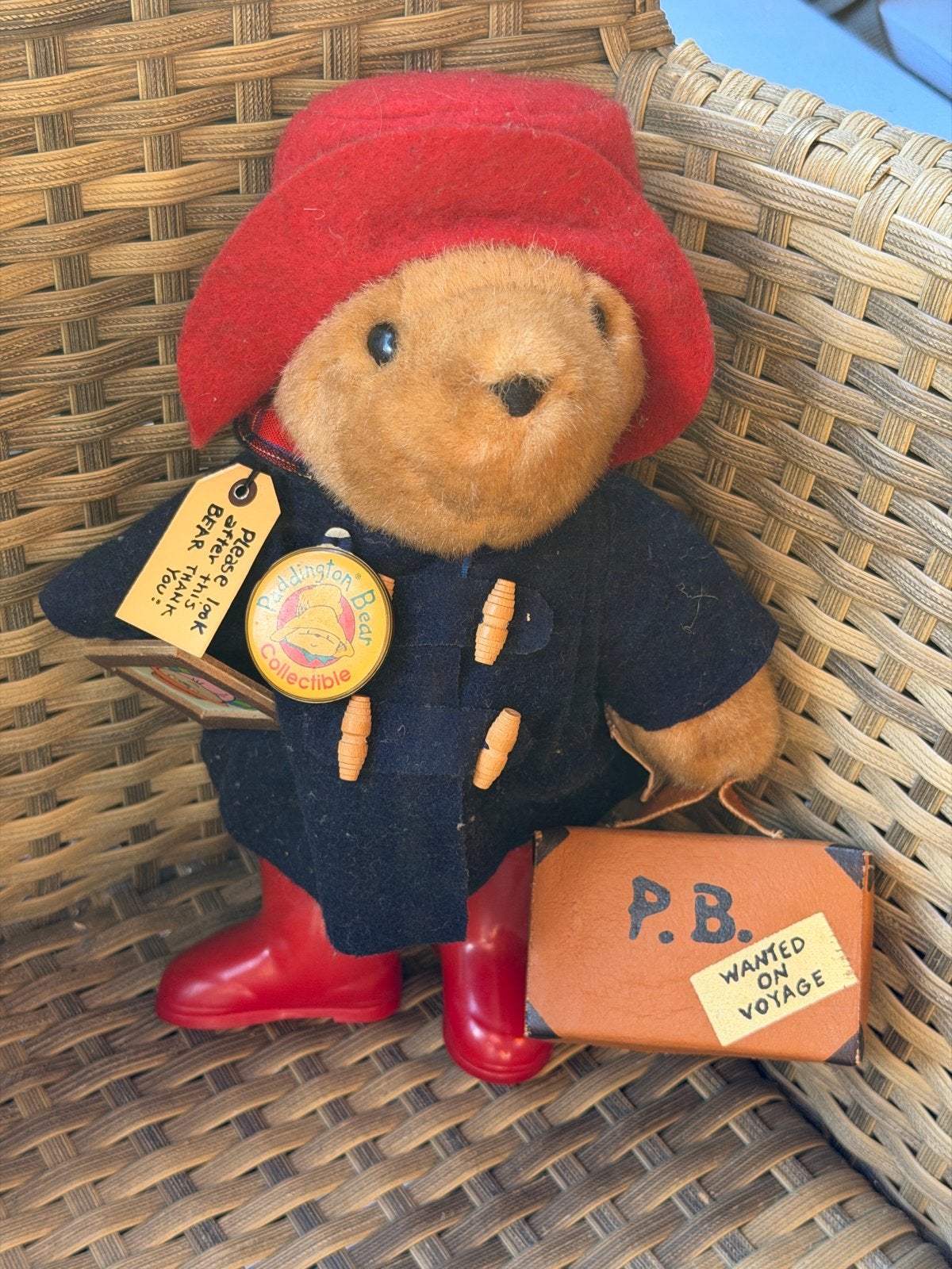 Vintage Paddington Beer knuffel met koffer en rode laarzen, Ophalen of Verzenden, Zo goed als nieuw, Pop