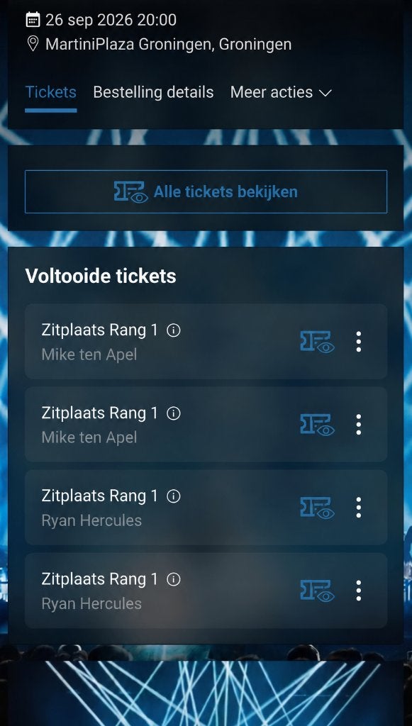 4x tickets Racoon - 26 september Groningen - Zitplaatsen, Drie personen of meer, September