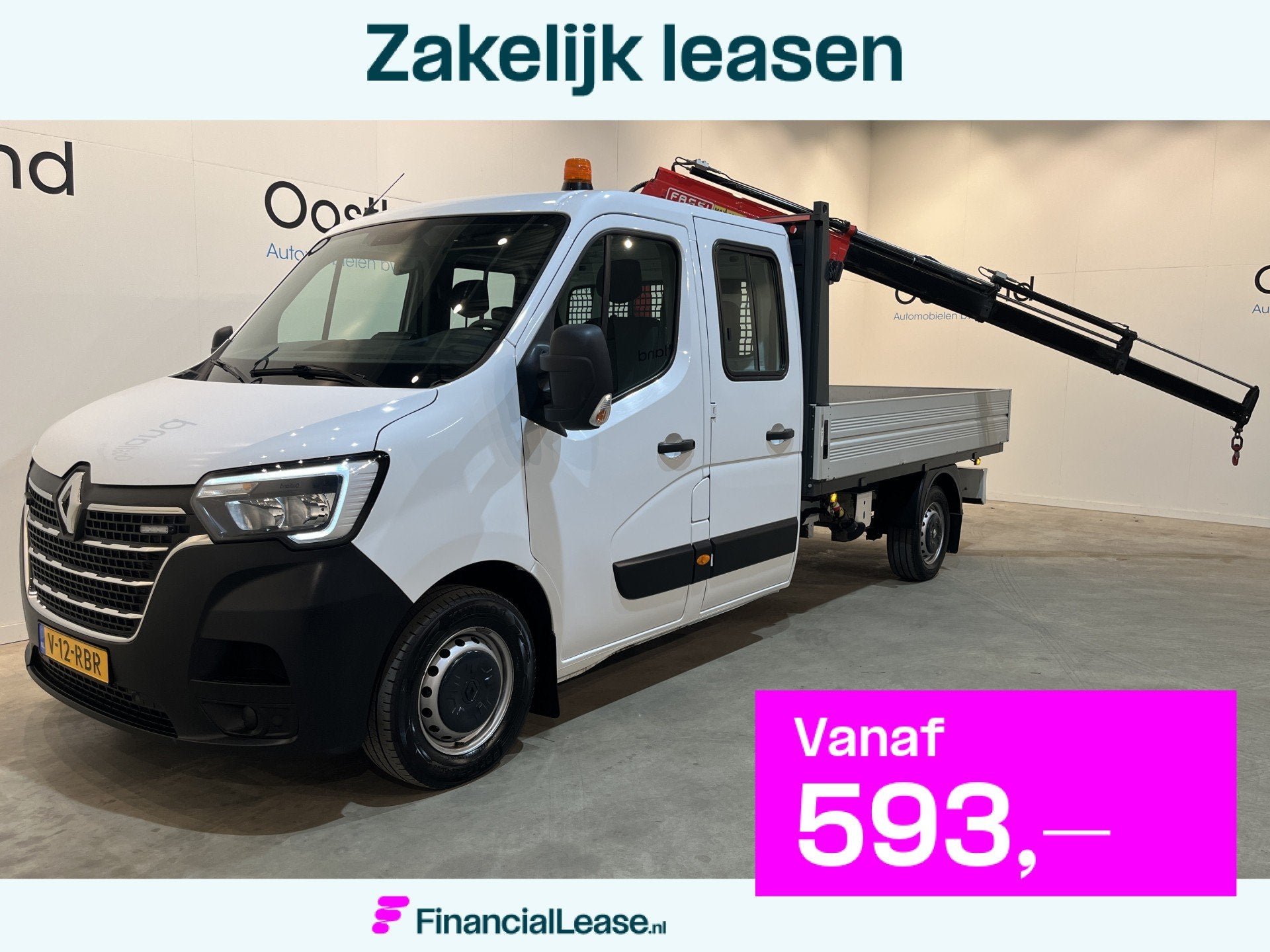 Renault Master 2.3 dCi 145 PK L3 Open Laadbak / Fassi Kraan, Stof, Gebruikt, 4 cilinders, Met garantie (alle)