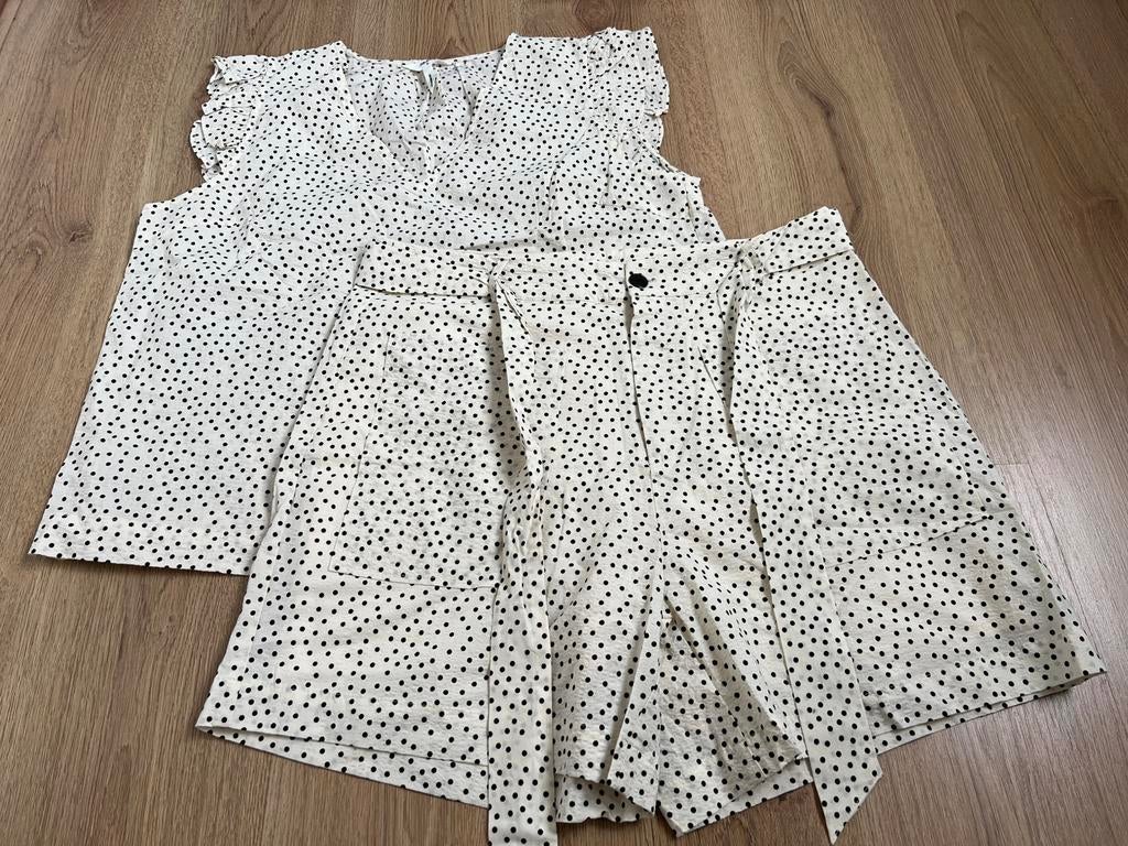 Object short top stippen setje creme roomwit 42 dots zwart, Kleding | Dames, Kostuum of Pak, Wit, Maat 42/44 (L), Ophalen of Verzenden