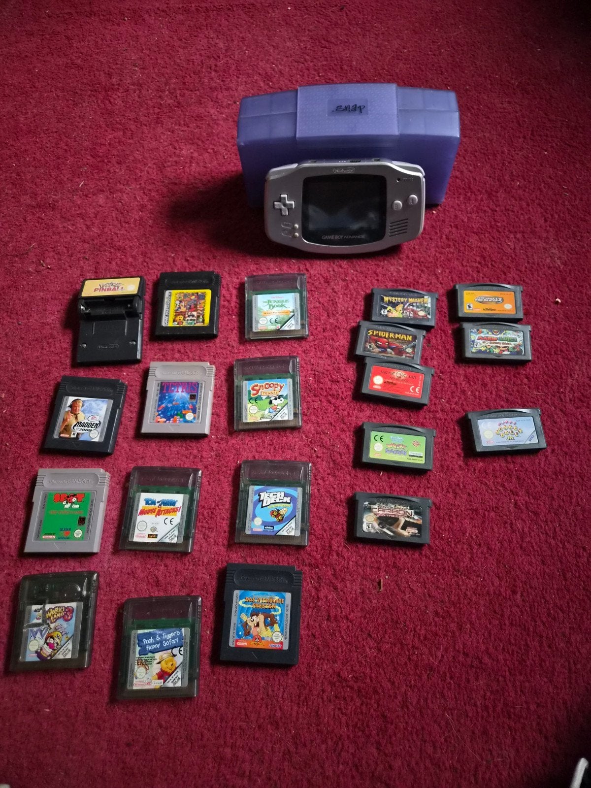 Game Boy Advance met 18 games en opbergdoos, Ophalen of Verzenden, Gebruikt, Game Boy Advance, Met games