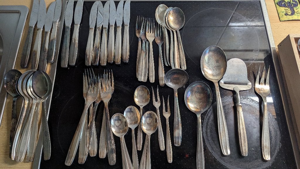 Grote set vintage verzilverd bestek (H.V.S. Gero), Ophalen