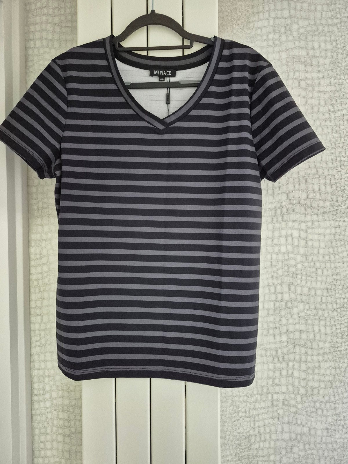 Mi Piace Travelstof Shirt XXL - Grijs/Zwart Gestreept, Mi Piace, Maat 46/48 (XL) of groter, Nieuw, Ophalen of Verzenden