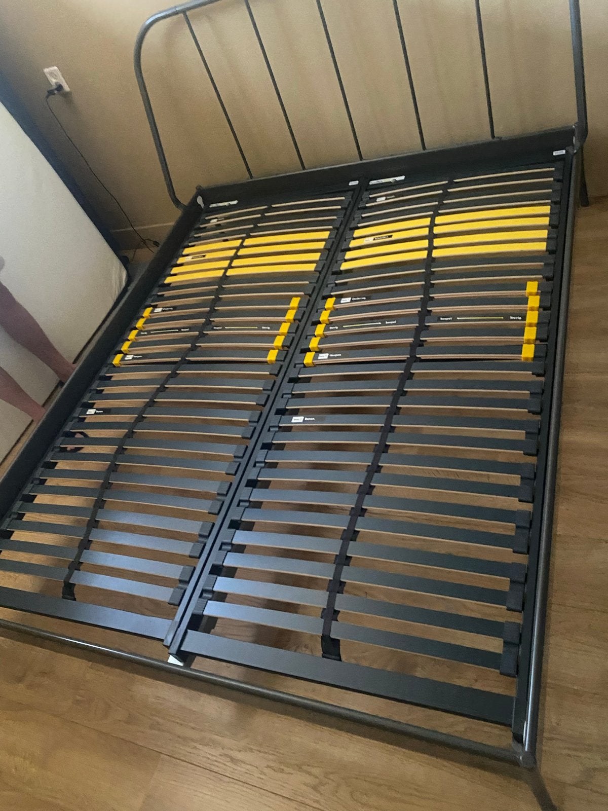 Tweepersoonsbed met lattenbodems (160x200 cm), Ophalen, Verstelbaar, Tweepersoons, Zo goed als nieuw