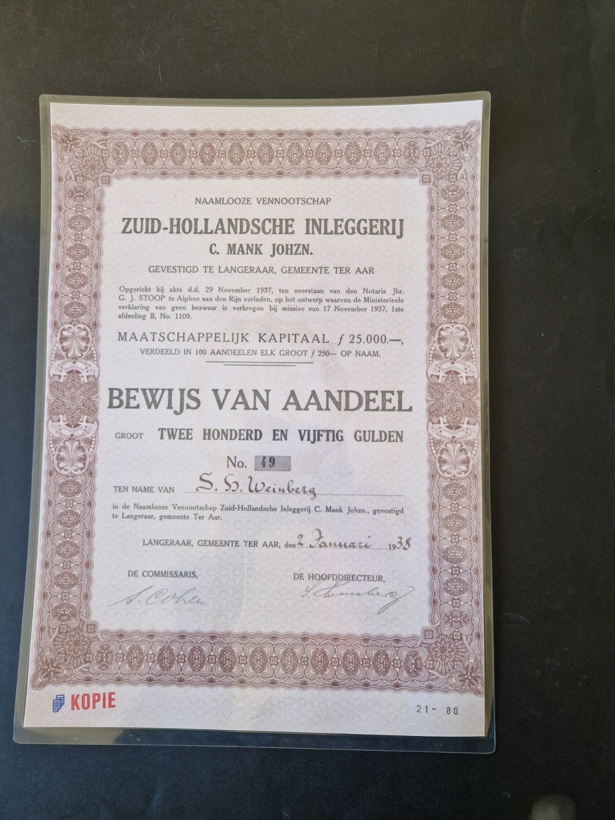 aandeel ZHI mank langeraar copy, Ophalen of Verzenden, Nieuw