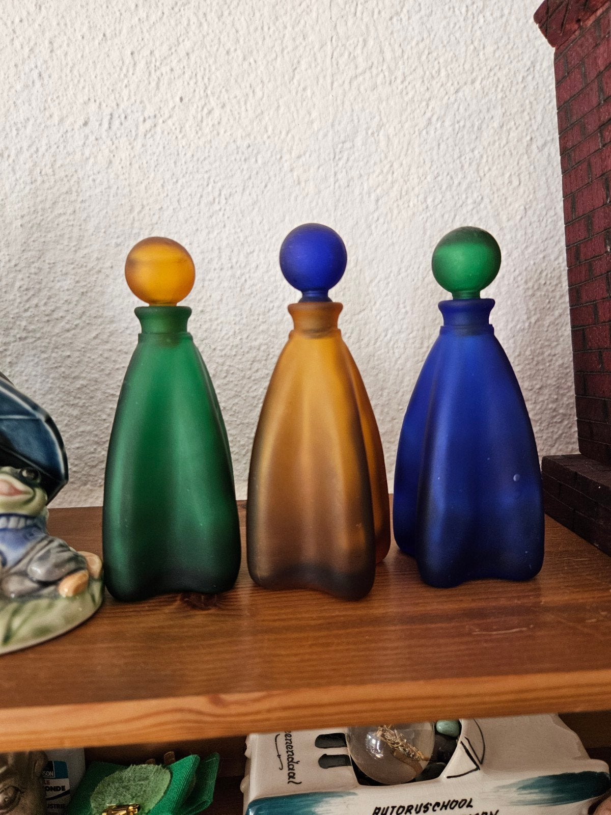 Set van 3 vintage parfumflesjes in verschillende kleuren, Ophalen of Verzenden