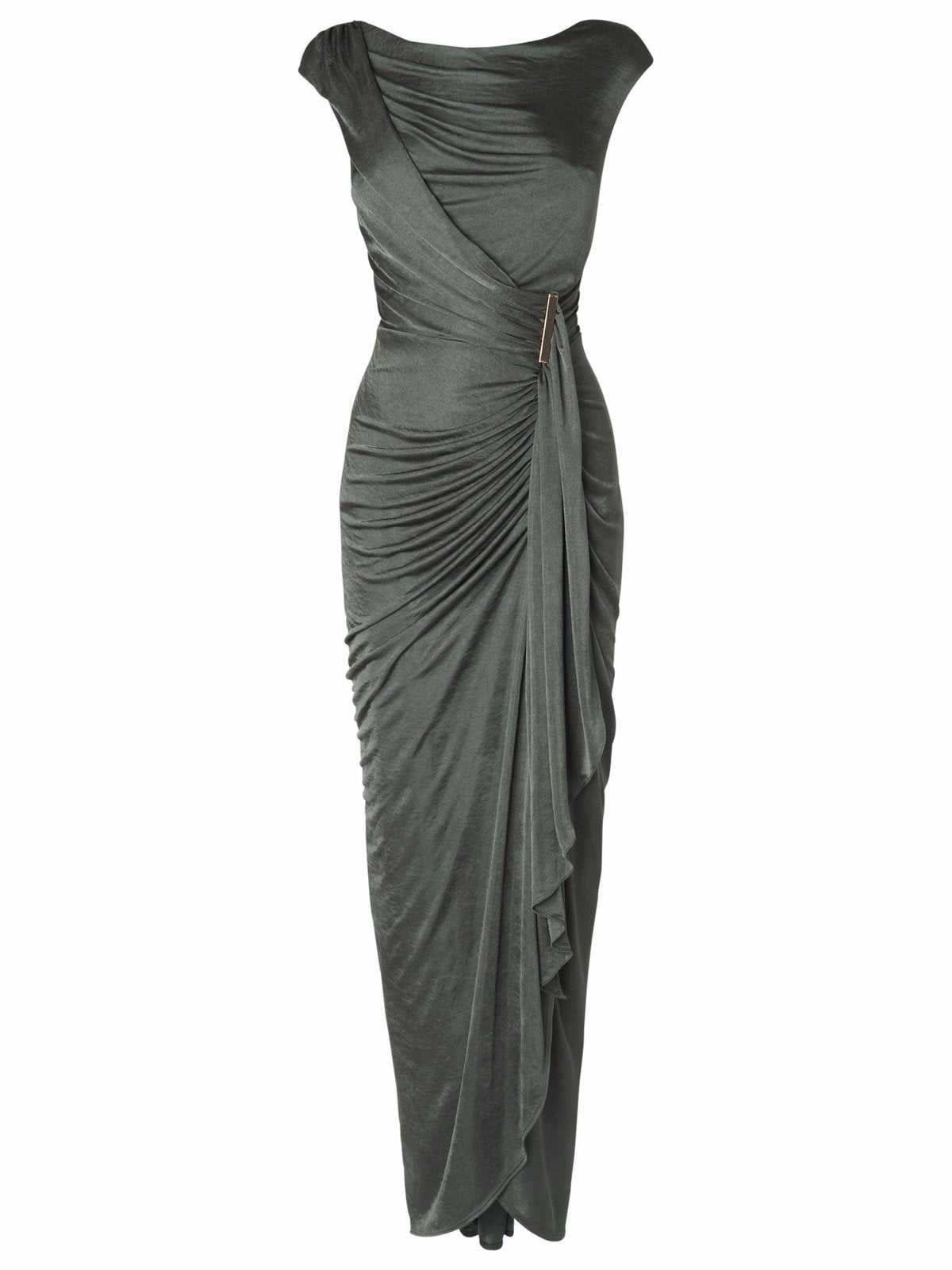 Phase Eight luxe lange jurk olijfgroen mooi detail maat 42, Verzenden, Maat 42/44 (L), Nieuw, Onder de knie
