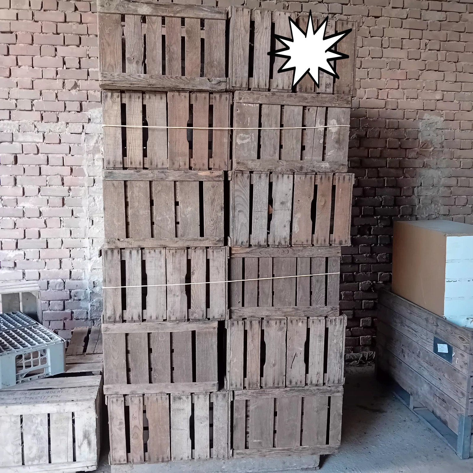 Oude houten kratten - decoratief en functioneel, Ophalen, Gebruikt, 40 tot 60 cm, 50 tot 75 cm