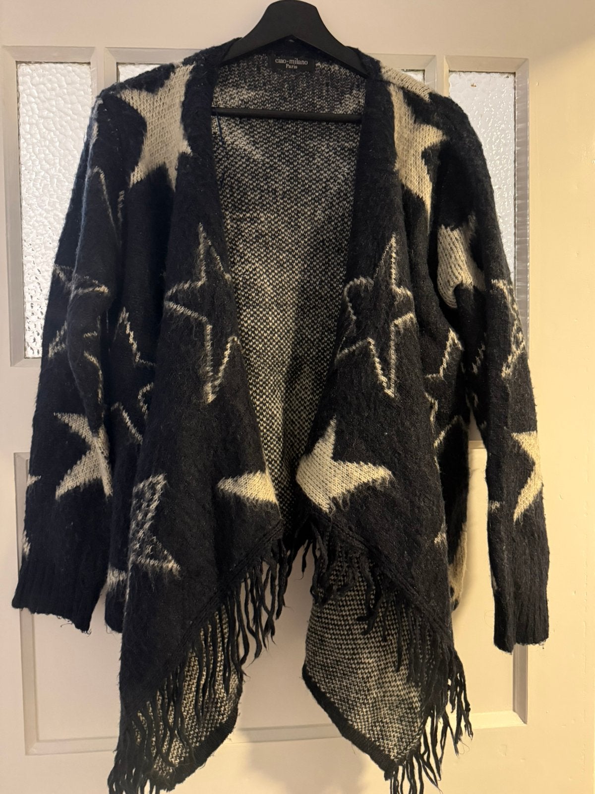 Vest wol blauw wit sterren warm open onesize, Ophalen of Verzenden, Zo goed als nieuw, Blauw