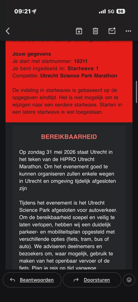 Ticket Utrecht Science Park hele Marathon 2026, Ophalen of Verzenden, Zo goed als nieuw, Overige typen, Overige merken