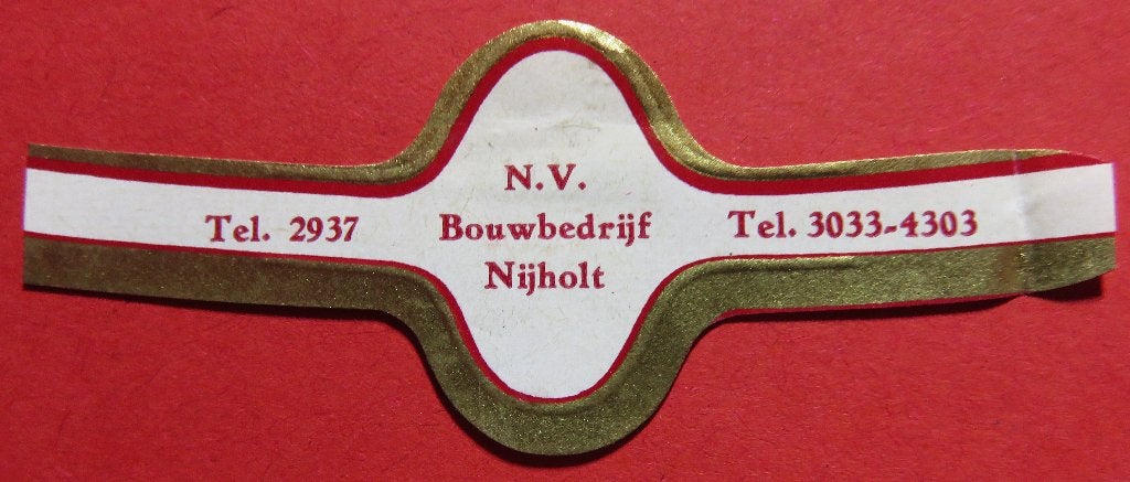 Bouwbedrijf Nijholt reclamebandje, Verzenden, Gebruikt, Sigarenbandjes