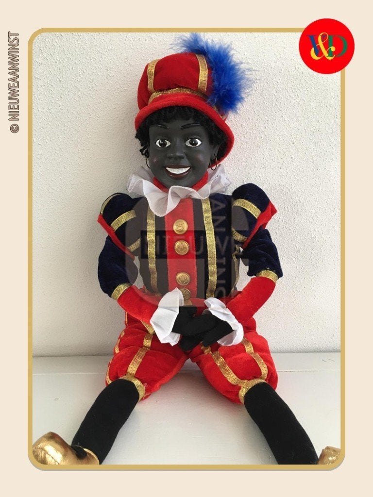 Nostalgische V&D etalage Piet pop - rood/blauw - 60cm, Diversen, Verzenden, Zo goed als nieuw
