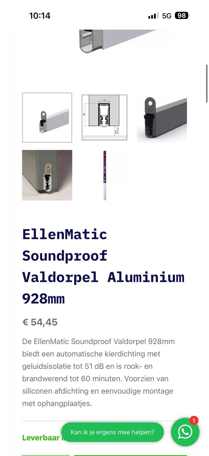 Val dorpel aluminium, Ophalen, Overige typen, Minder dan 200 cm