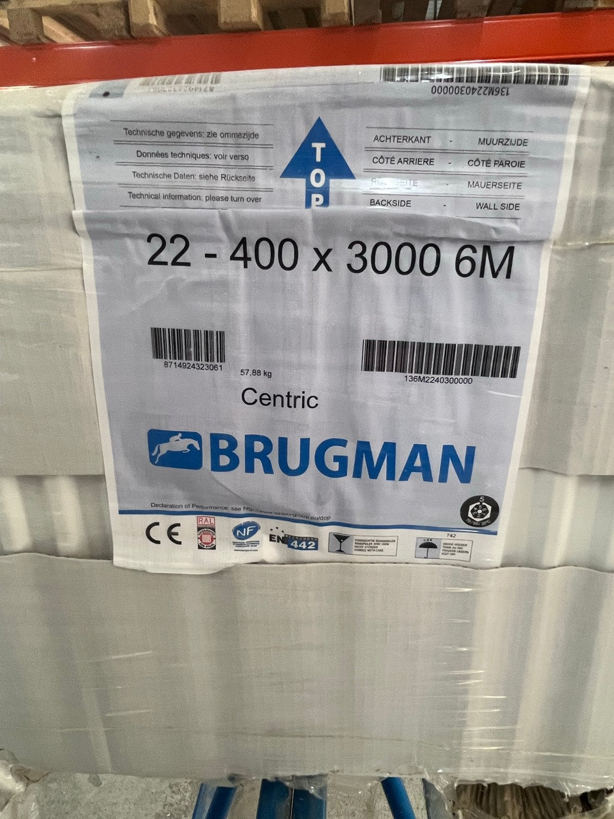 Brugman Centric Radiator 22-400x3000 6M Nieuw, Ophalen, 30 tot 80 cm, Radiator, Nieuw
