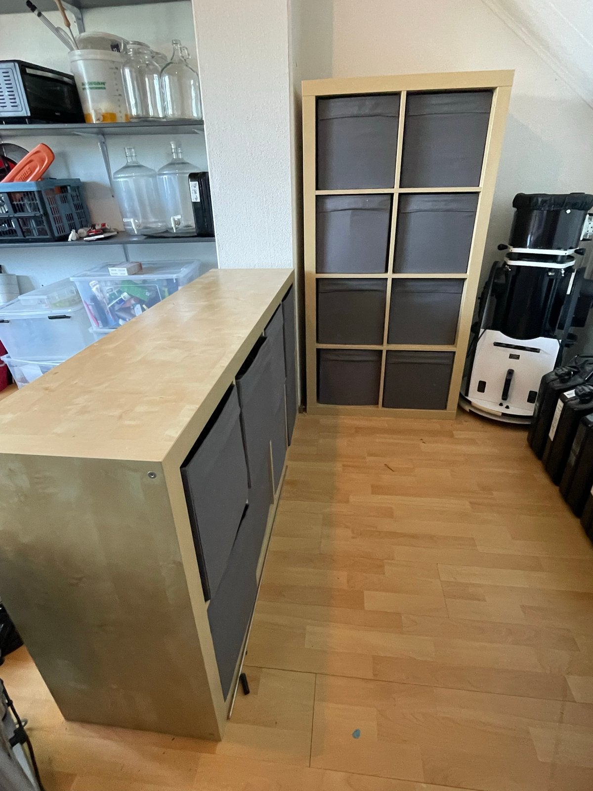 2x IKEA Kallax Kast met 8 Vakken en Bakken - Licht Hout, Ophalen, Gebruikt