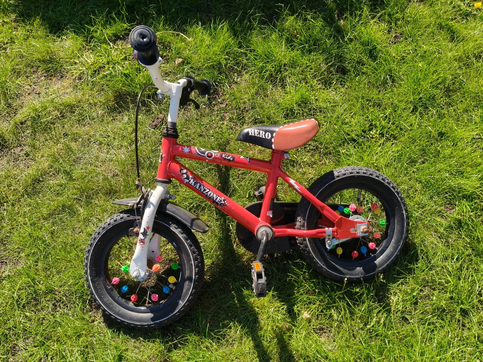 Kinderfietsje 12 inch, Ophalen, Terugtraprem, Zijwieltjes, Gebruikt