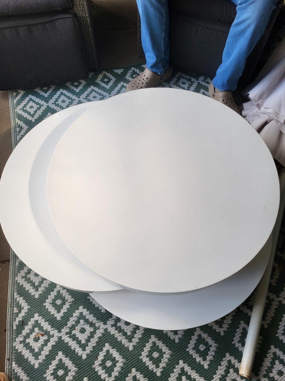 ronde salontafel wit draaibaar, Ophalen, Gebruikt, 50 tot 100 cm, Rond