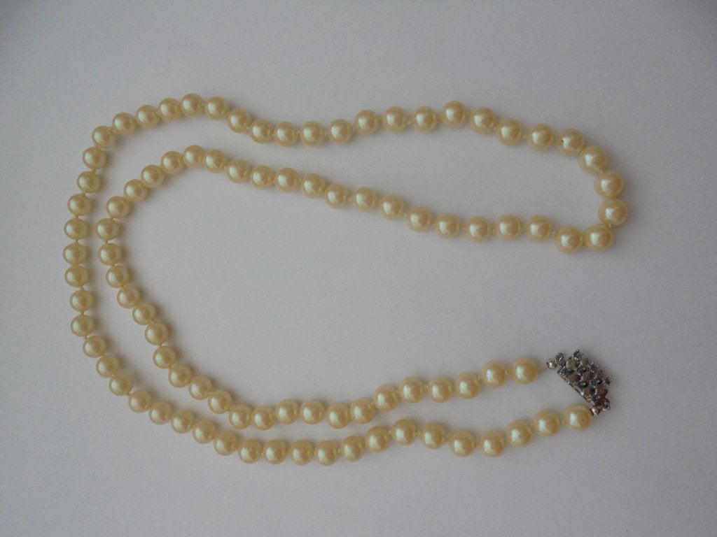 Vintage parelketting prachtig slotje, Ophalen of Verzenden, Zo goed als nieuw, Blauw, Overige materialen