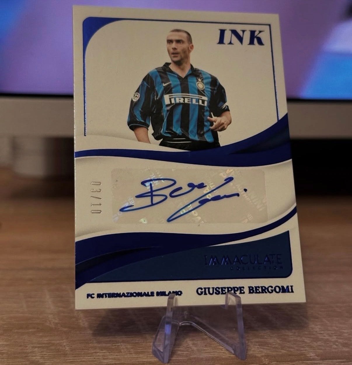 Panini Giuseppe Bergomi gesigneerde kaart Inter Milan 03/10, Ophalen, Zo goed als nieuw, Buitenlandse clubs, Spelerskaart
