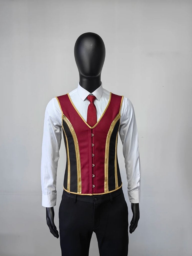 Heren zwart rood goud middeleeuws korset steampunk gothic, Verzenden, Nieuw, Overige maten, Kleding