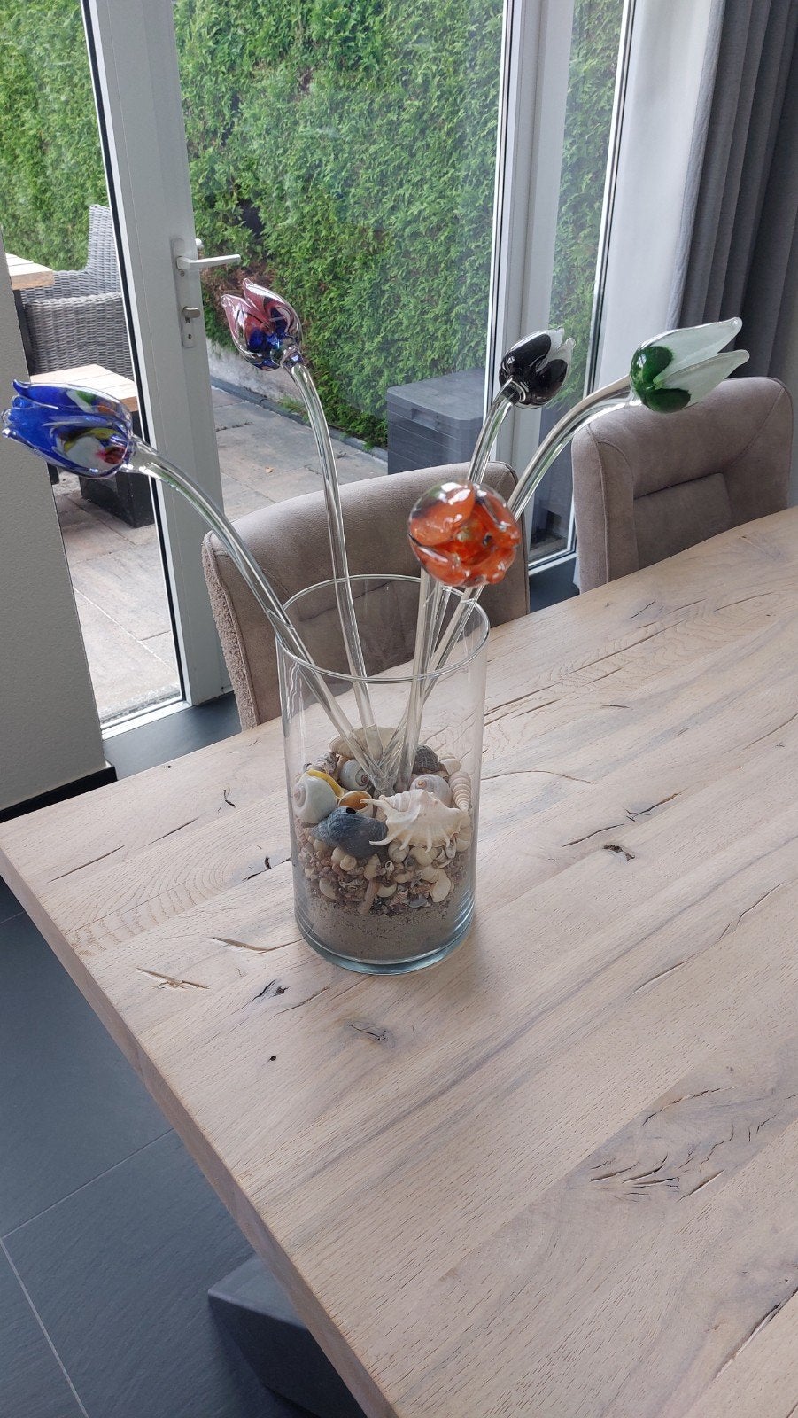 Set van glazen tulpen in diverse kleuren, Ophalen, Meerkleurig, Zo goed als nieuw, Modern