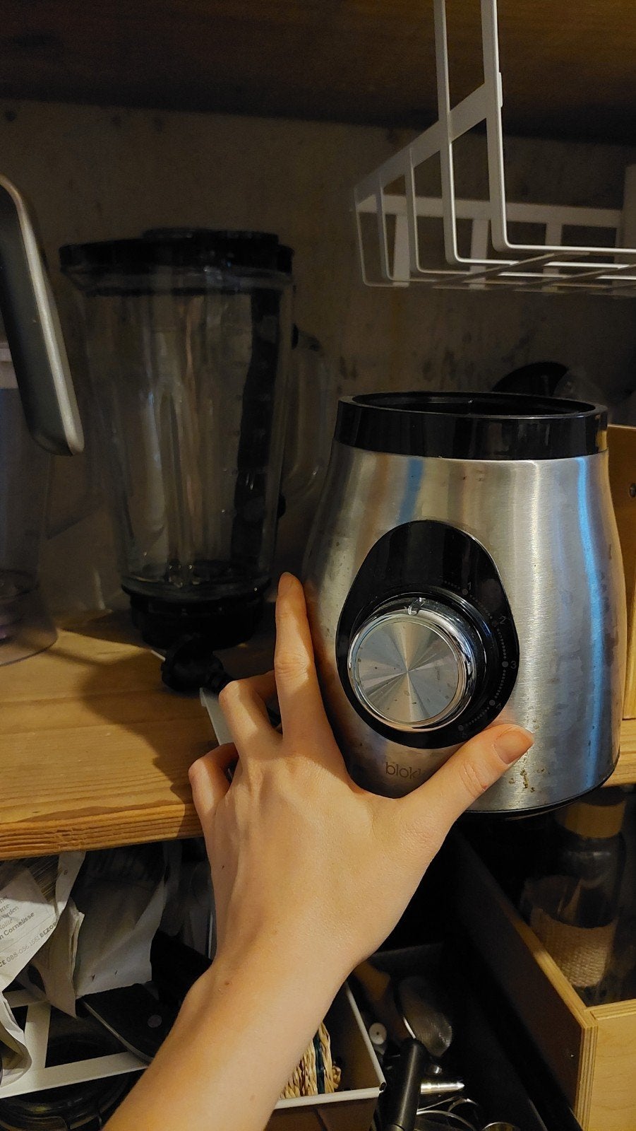 Blender met glazen kan en smoothie beker, Witgoed en Apparatuur, Blenders, Ophalen, Gebruikt, Blender