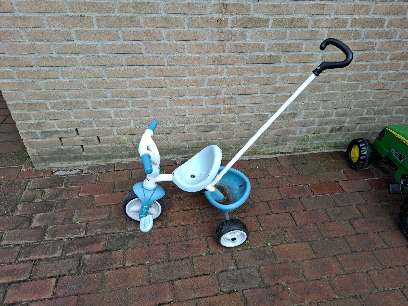 Smoby driewieler met duwstang - Blauw/Wit, Ophalen, Gebruikt, Overige typen