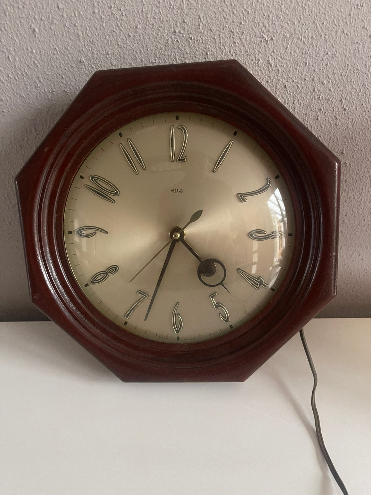 Metamec vintage Engelse wandklok, Huis en Inrichting, Woonaccessoires | Klokken, Ophalen of Verzenden, Zo goed als nieuw, Wandklok