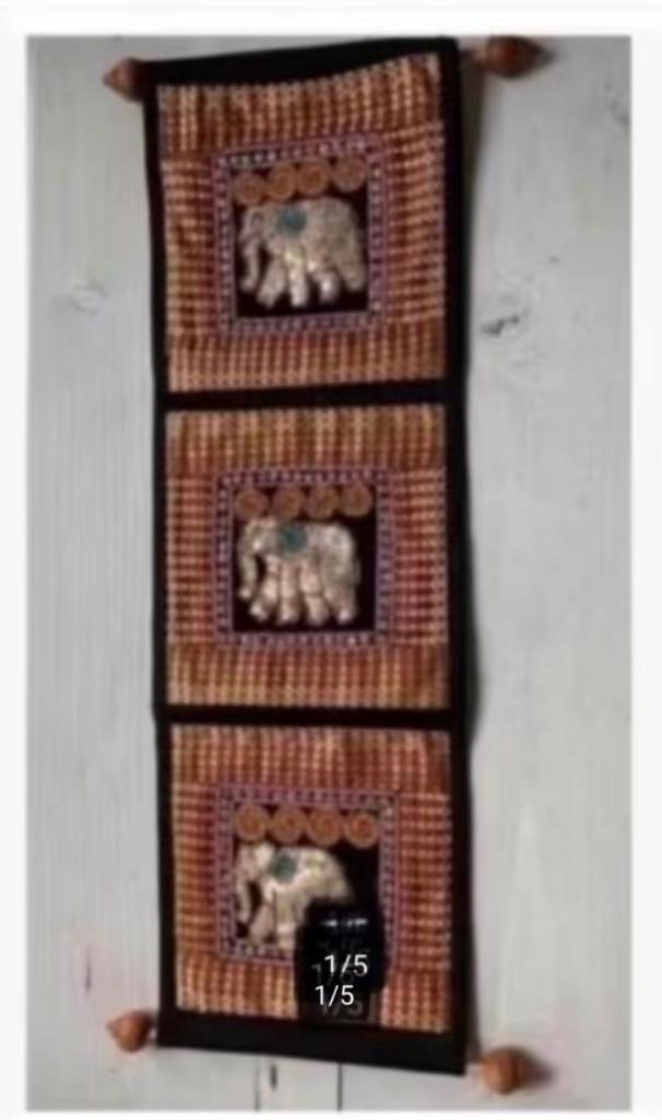 Oosters wandkleed Birma olifanten paillette zak 51 x 17 cm, Ophalen of Verzenden