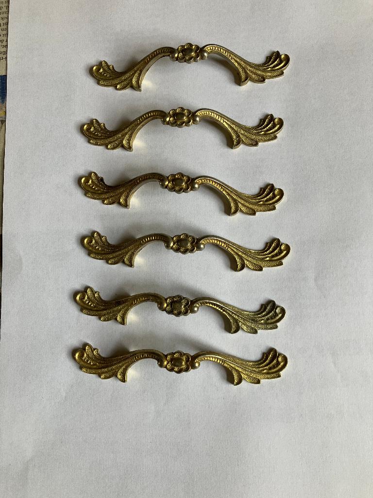 koperen greep messing 6 stuks kast meubel lade, Antiek en Kunst, Ophalen of Verzenden