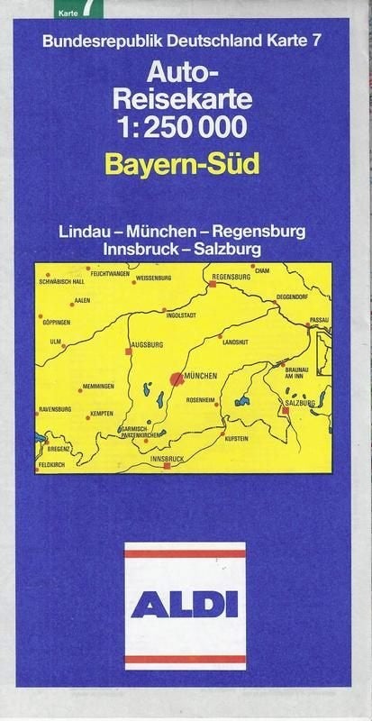 L184 aldi plattegrond beieren zuid 1989  -, Boeken, Gelezen, 2000 tot heden, Ophalen of Verzenden, Landkaart
