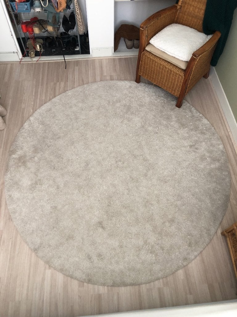 Vloerkleed rond, Ophalen, Gebruikt, Beige, 150 tot 200 cm